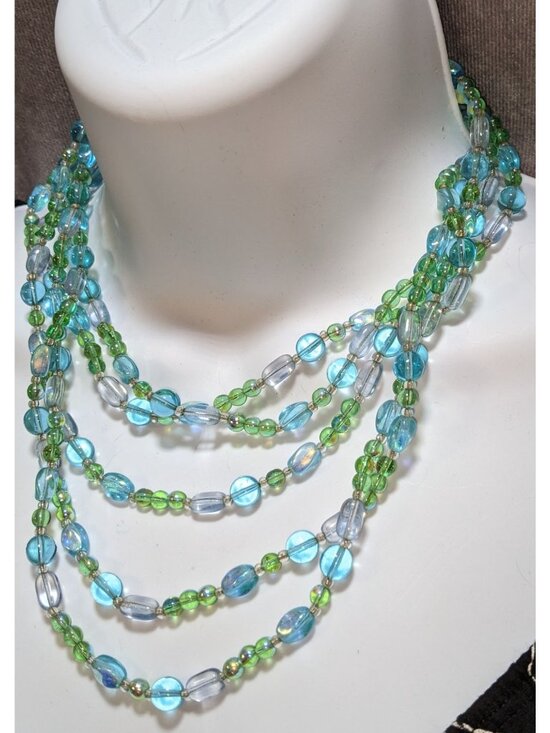 Givenchy Jewelry - Givenchy Multi-Strand Green & Blue Glass Bead Necklace
